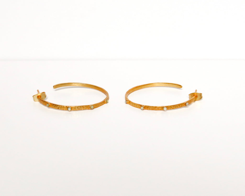 White Stone Hoops