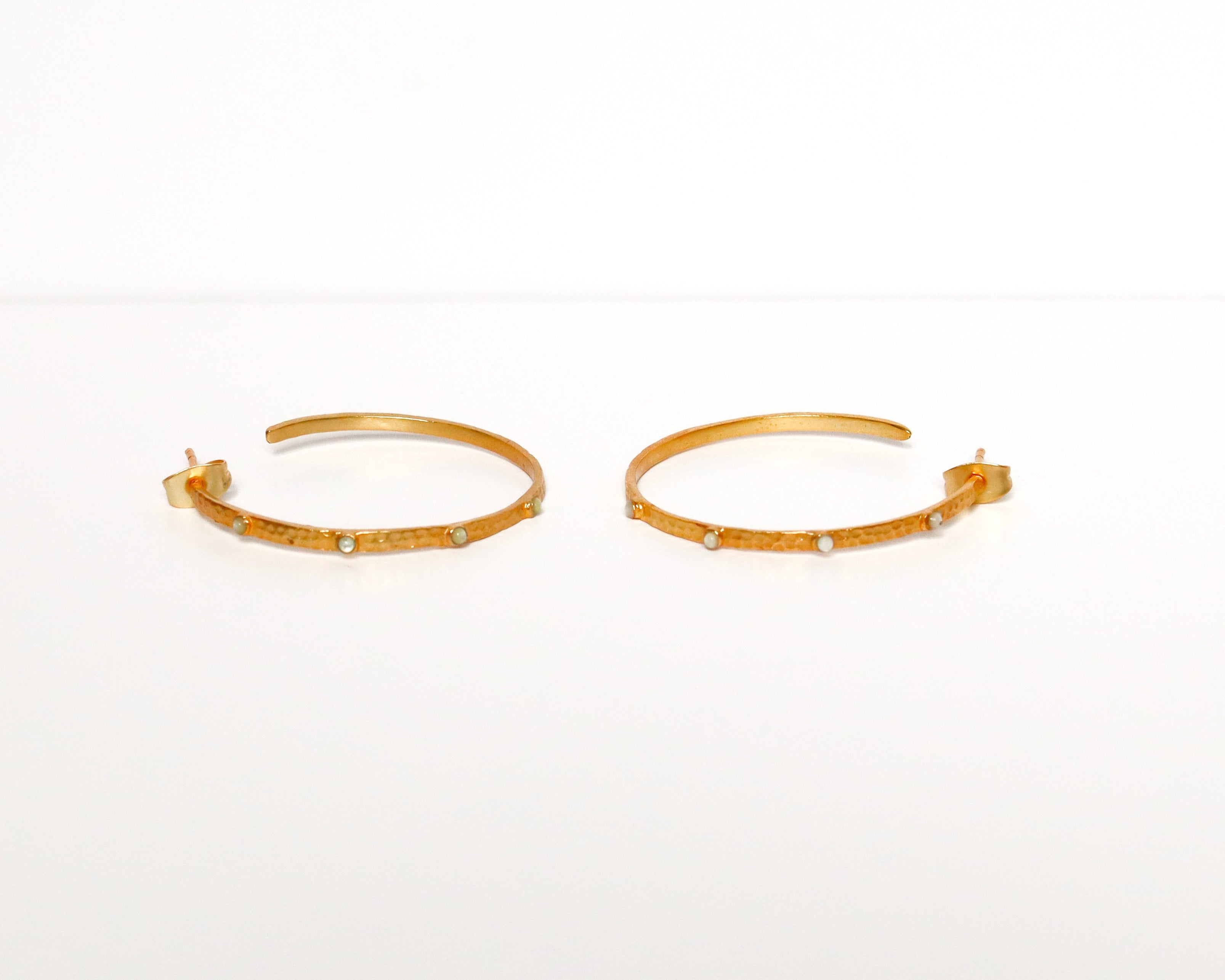 White Stone Hoops