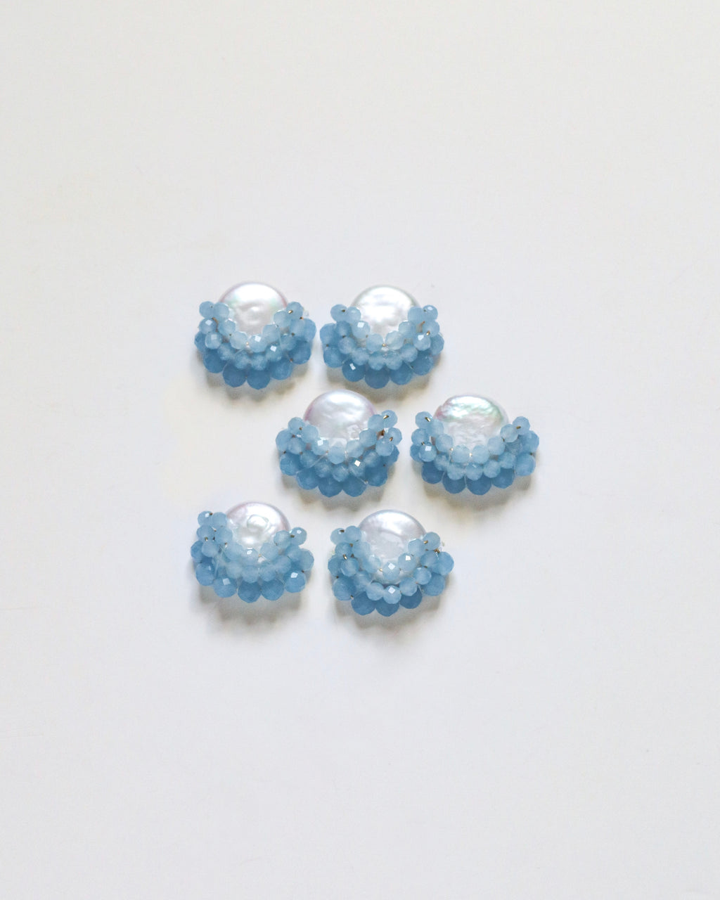 Baby Blue Cluster Drop Pearl Studs