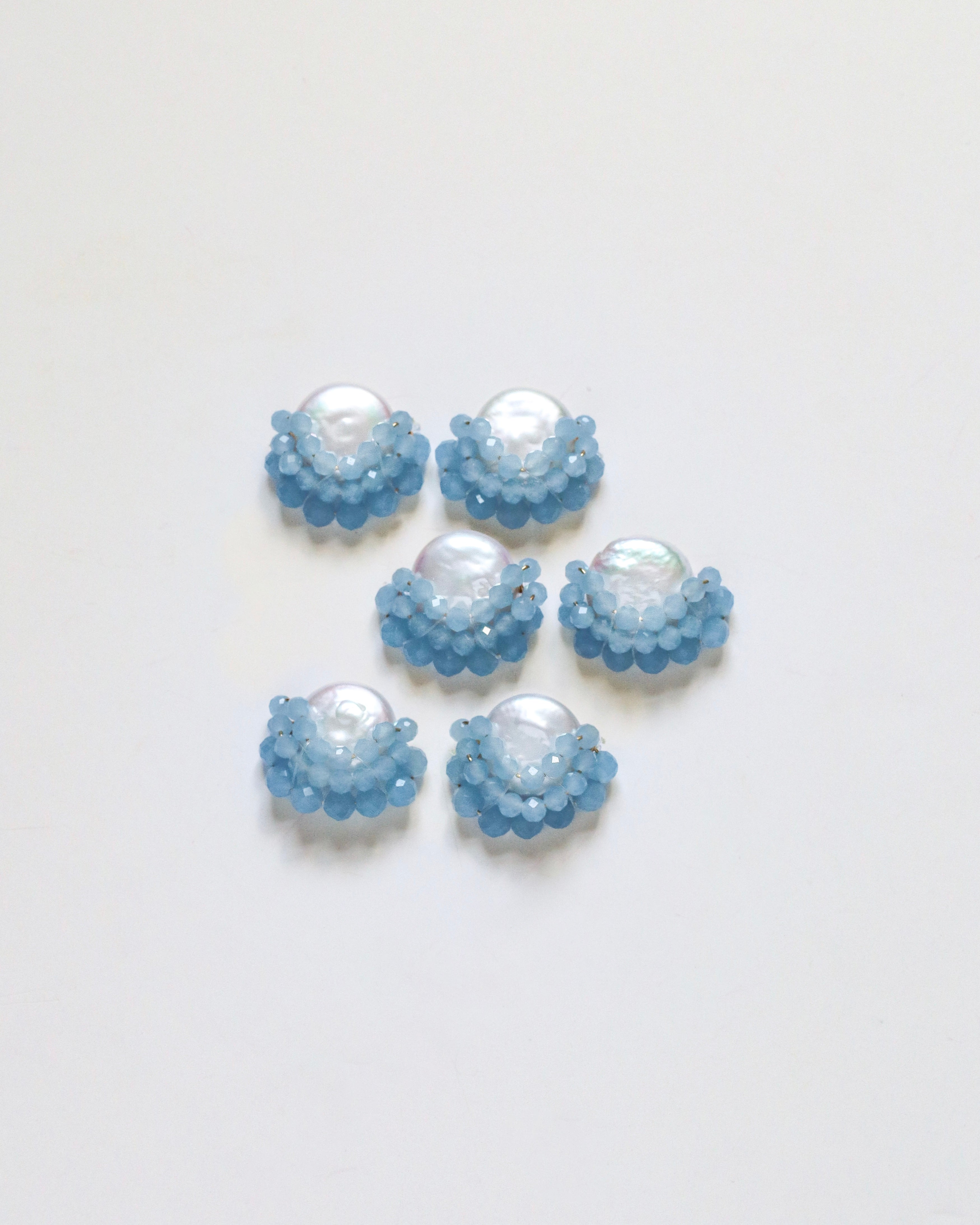 Baby Blue Cluster Drop Pearl Studs
