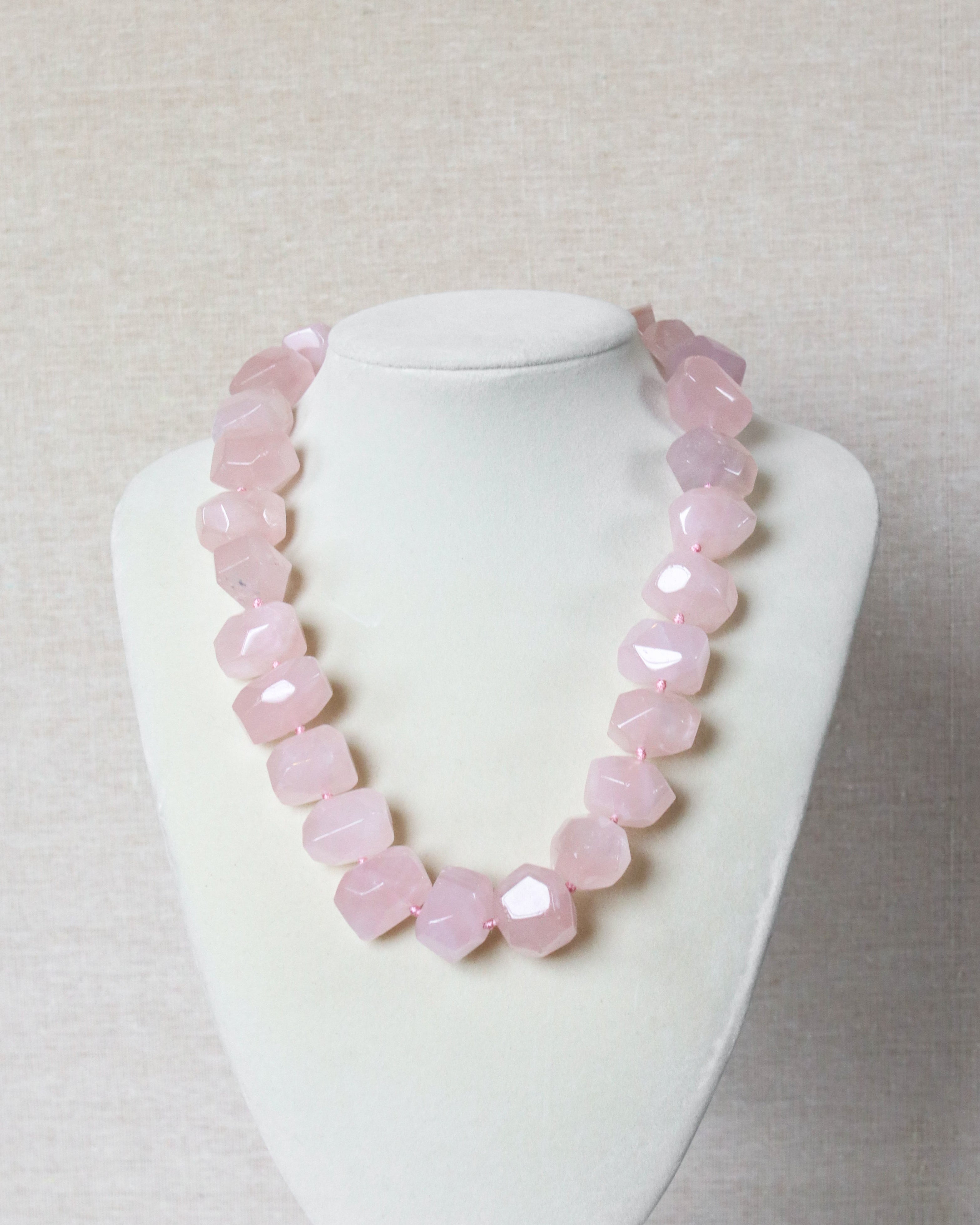 Rose Quartz Statement Stone Necklace