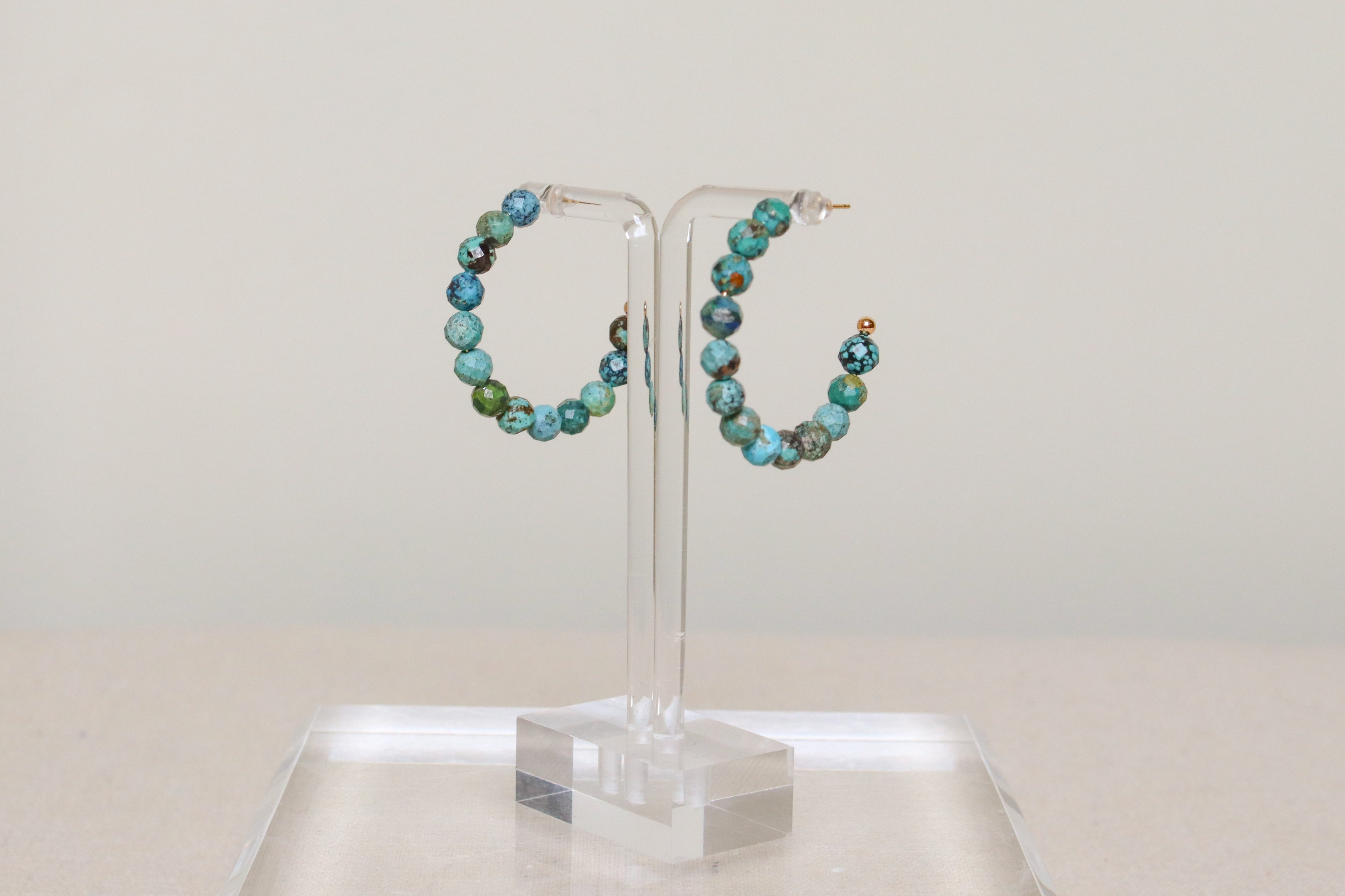 Green Turquoise Gemstone Hoops