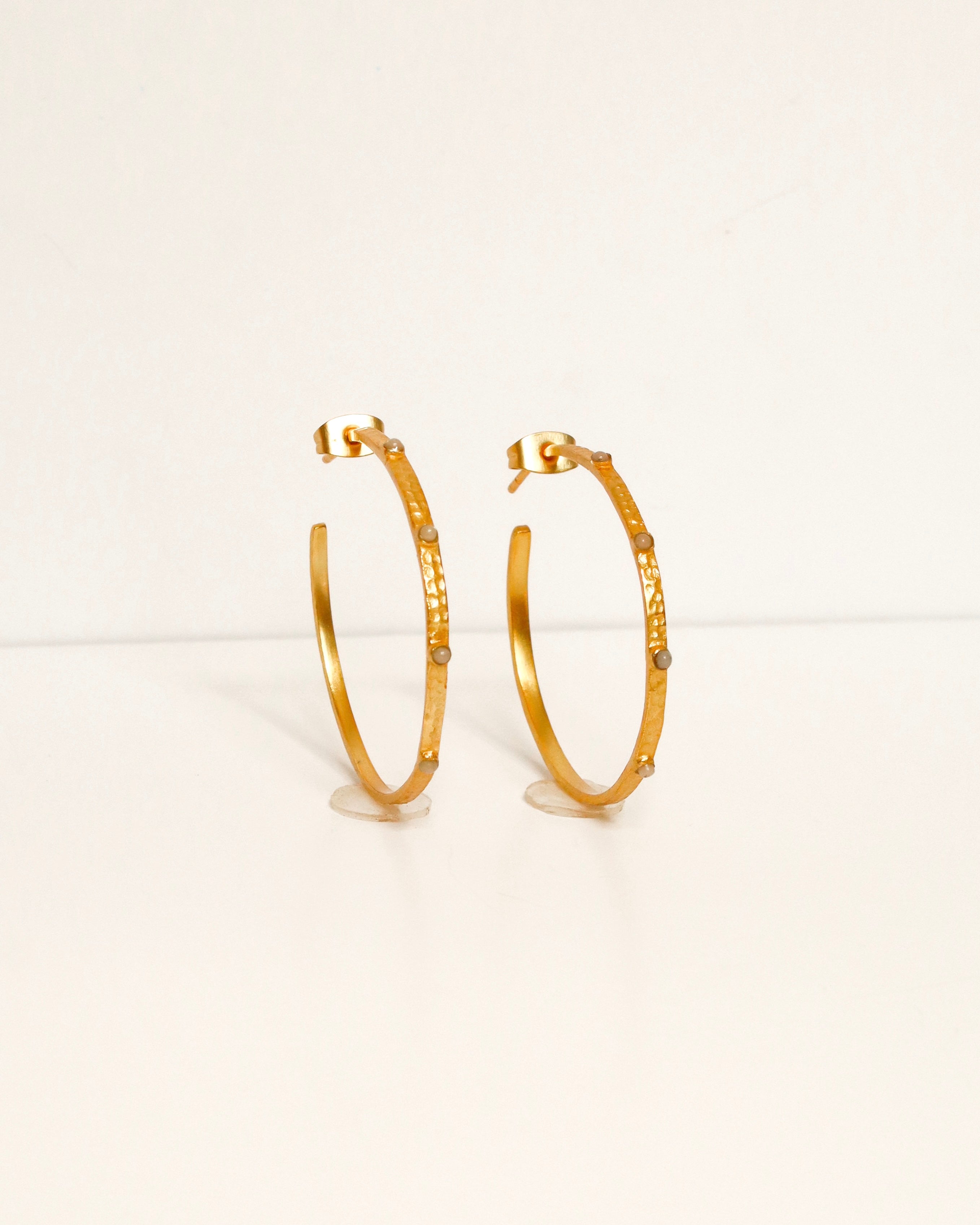 Taupe Stone Hoops