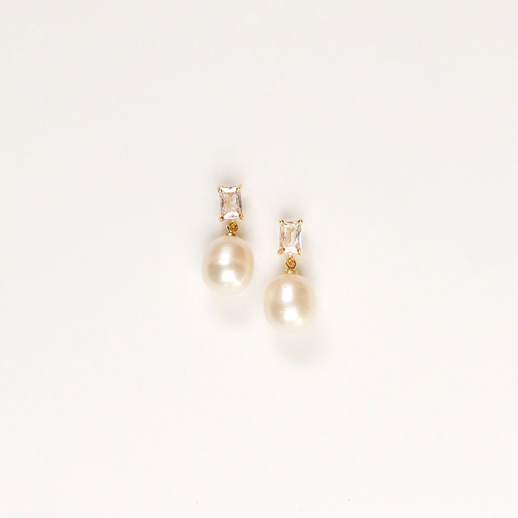 Petite Square Diamond Pearls