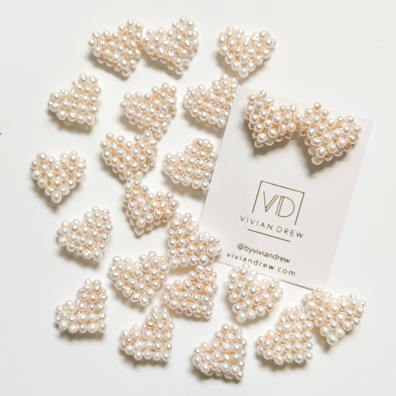 Beaded Pearl Hearts
