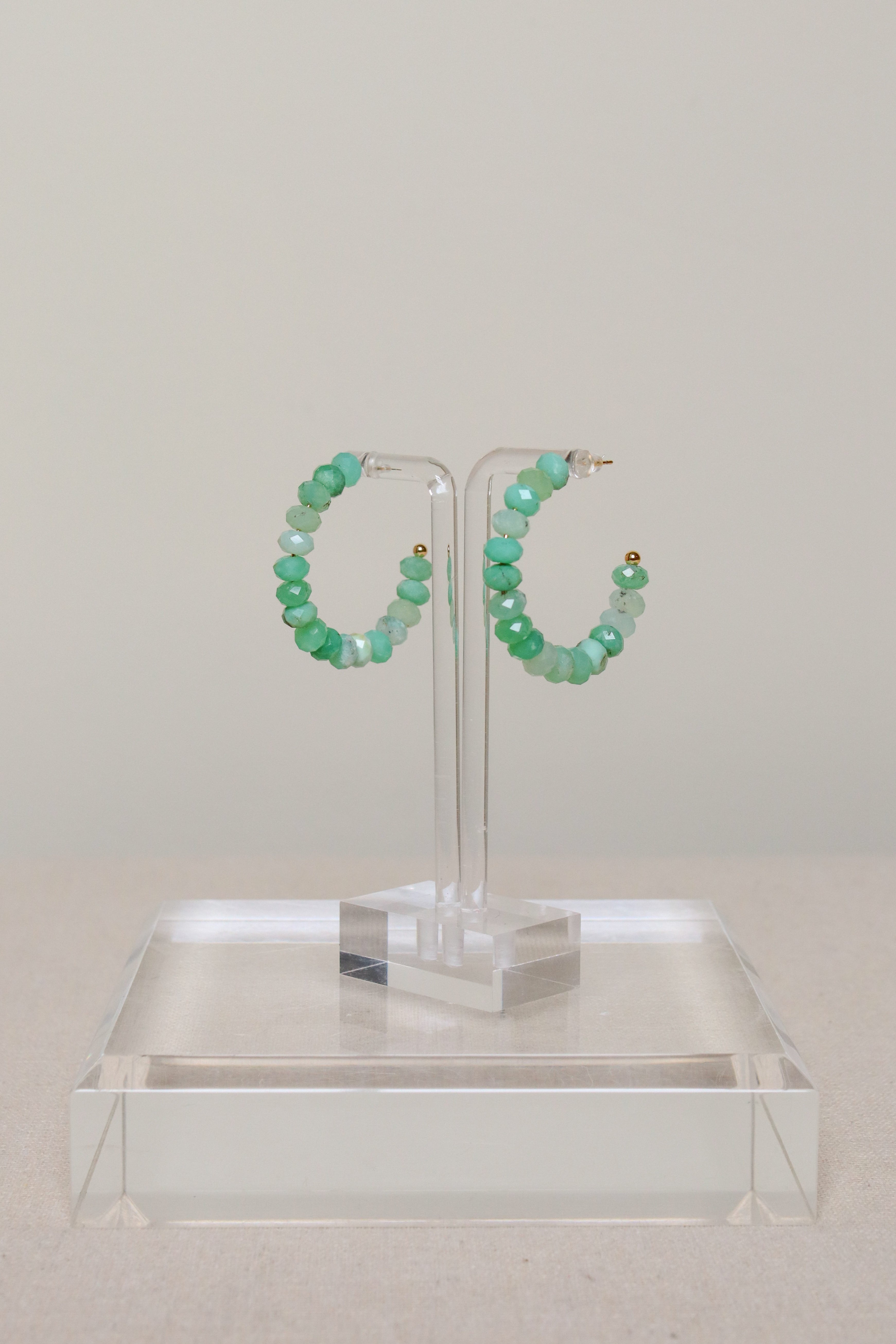 Green Jade Gemstone Hoops