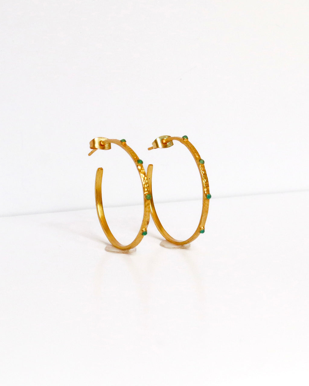 Green Stone Hoops