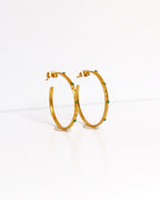 Green Stone Hoops