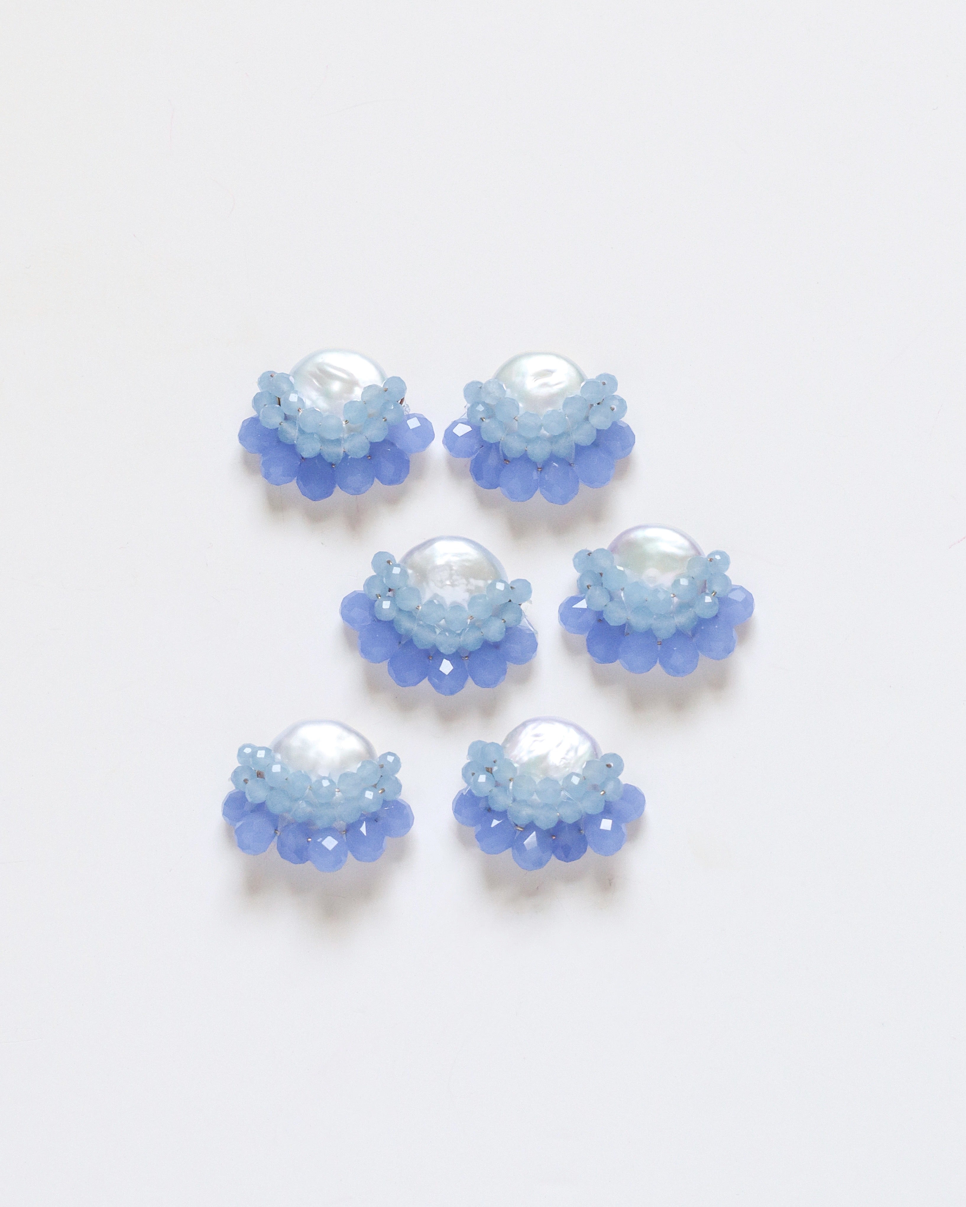 Periwinkle Blue Cluster Drop Pearl Studs