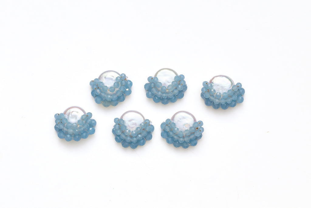 Baby Blue Cluster Drop Pearl Studs
