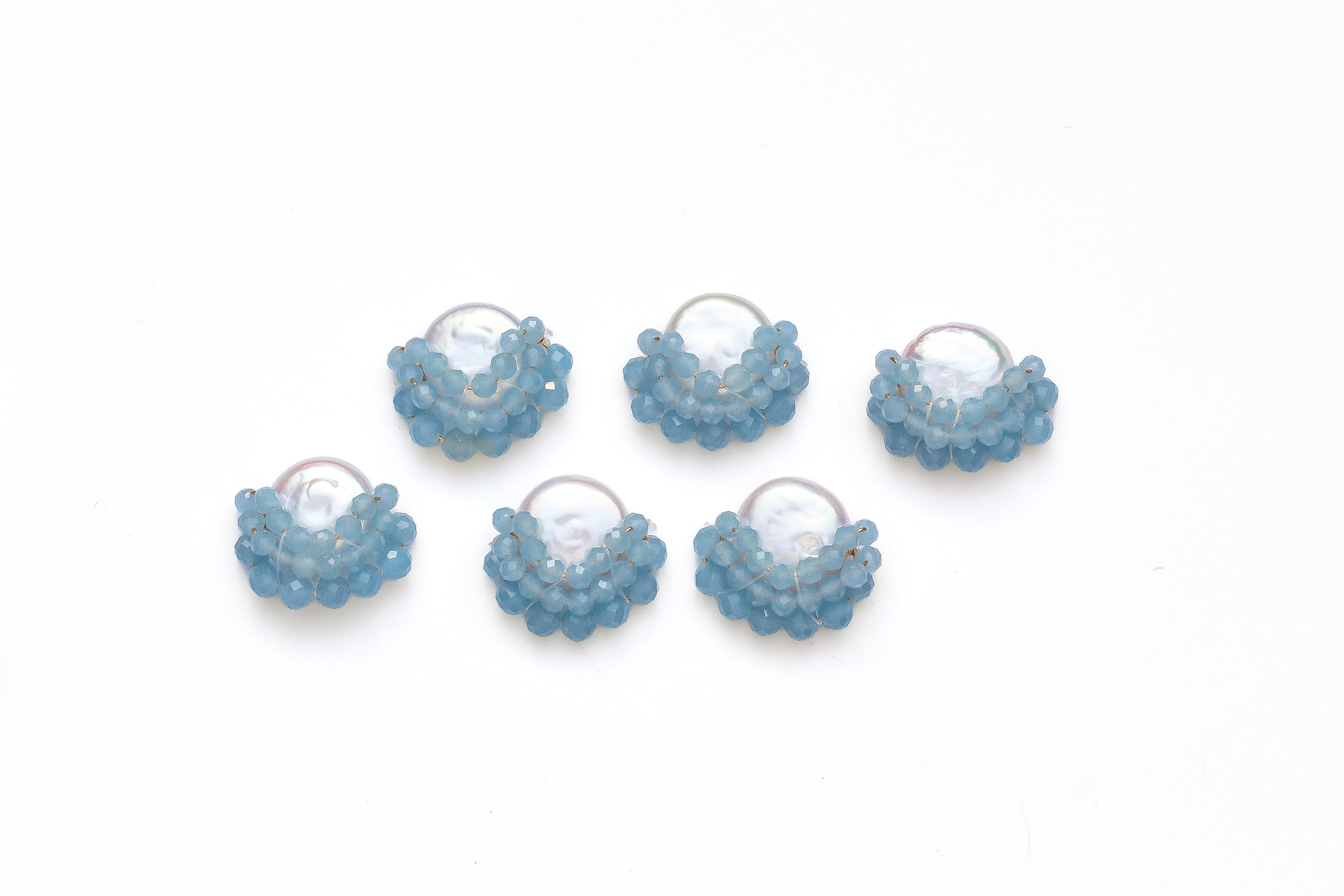 Baby Blue Cluster Drop Pearl Studs