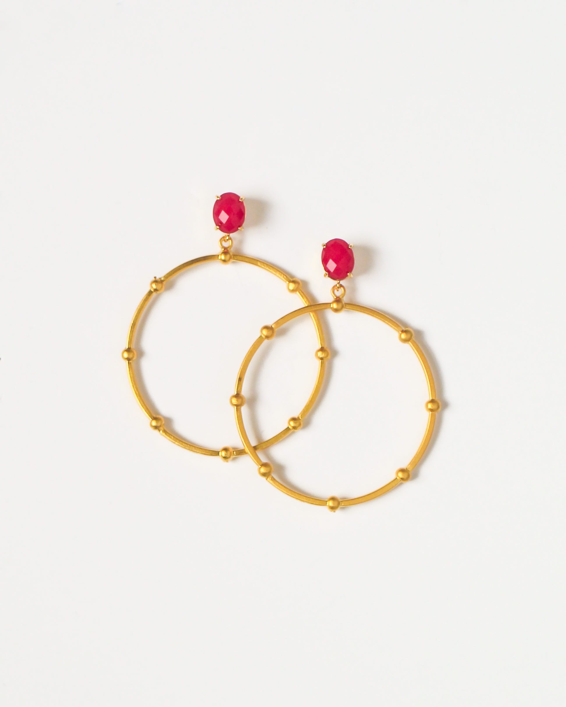 Magenta + Studded Hoops