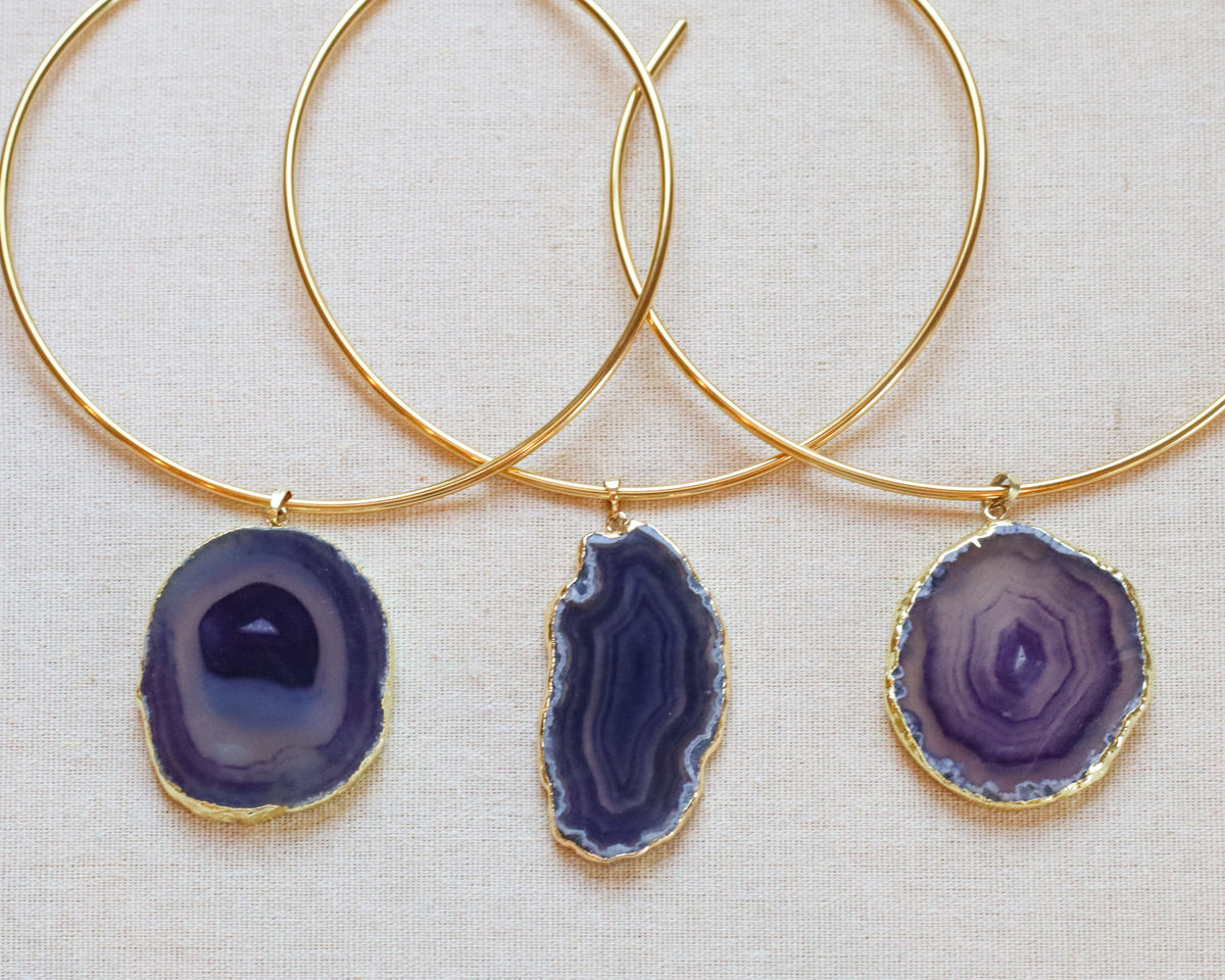 Purple Agate collar necklace