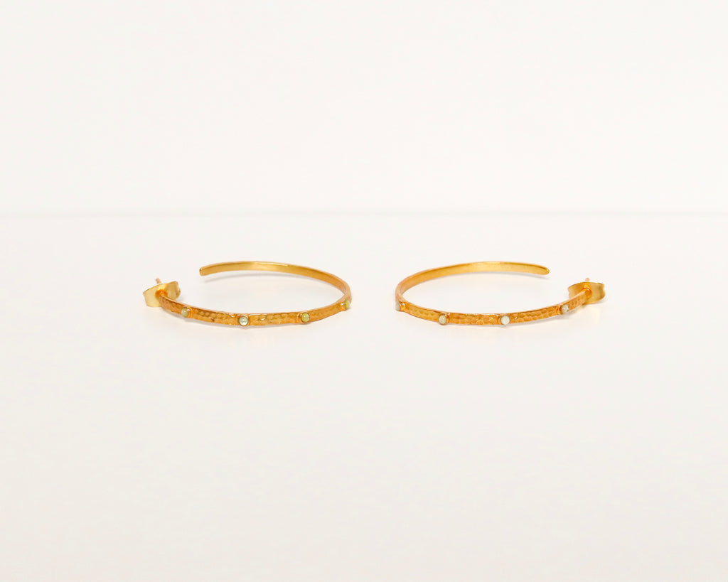 White Stone Hoops
