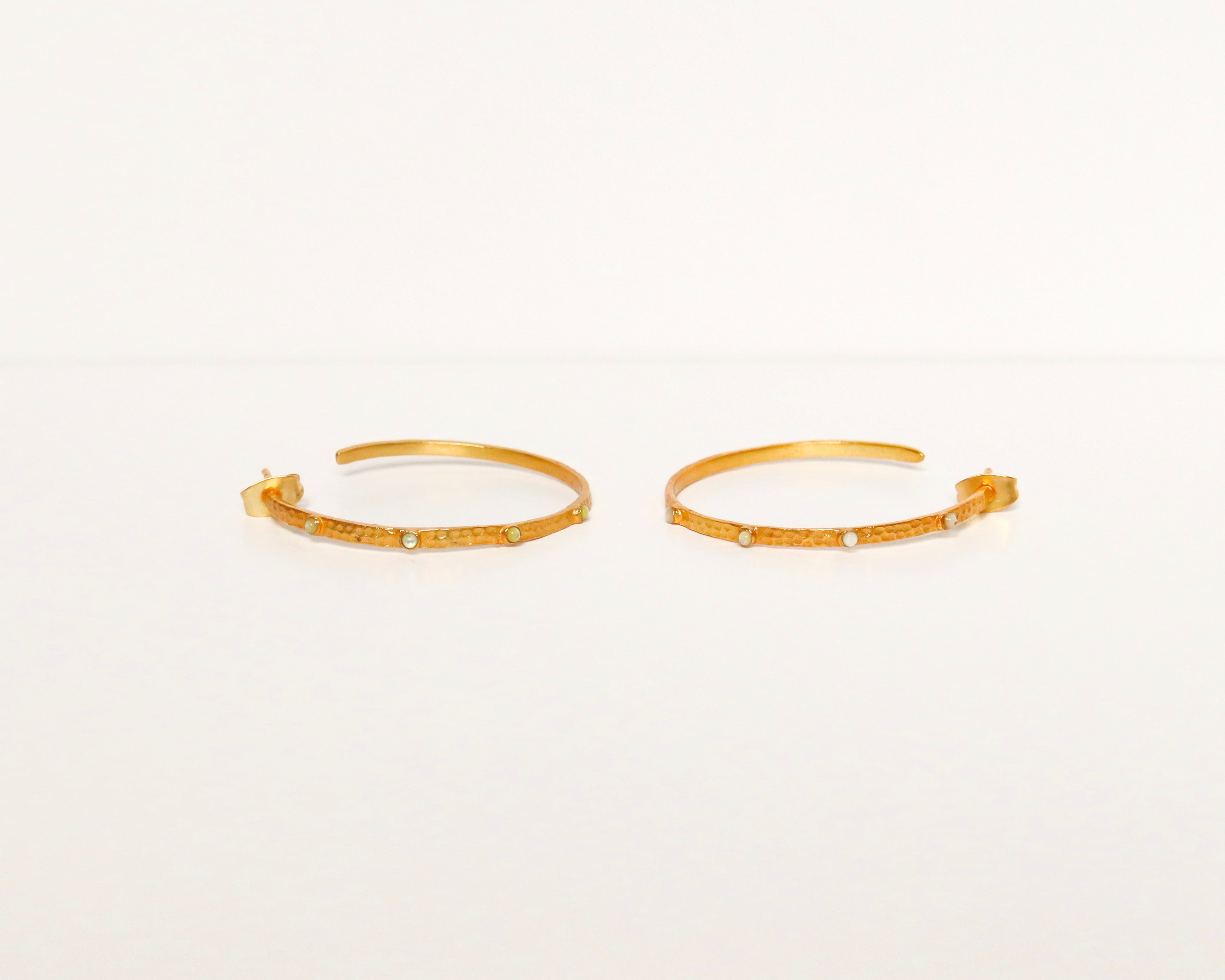 White Stone Hoops