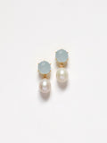 Petite Round Blue + Pearl Drop