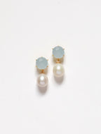 Petite Round Blue + Pearl Drop