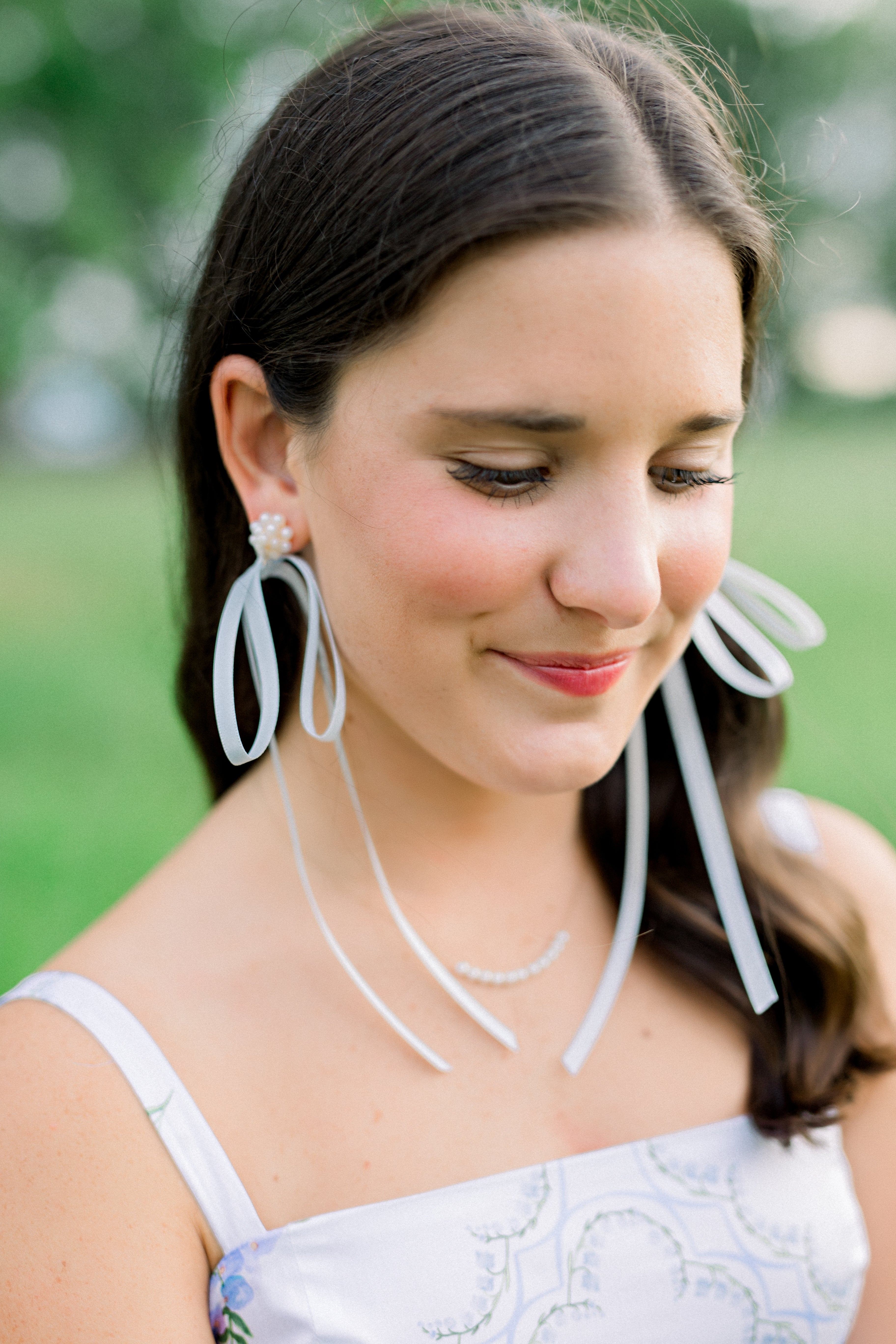 Pearl Cluster + Light Blue Ribbon