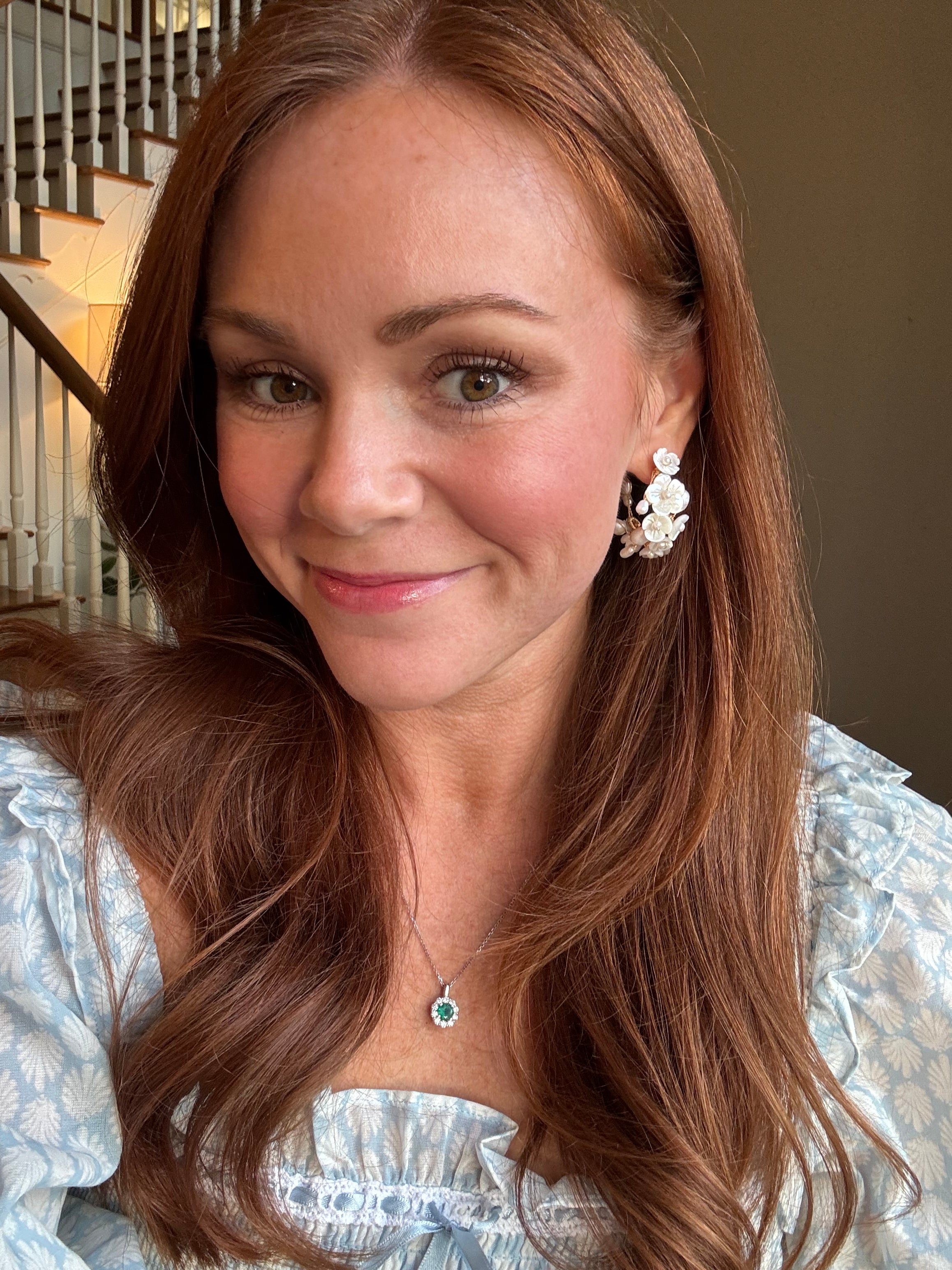 Ivory Floral Bloom Hoops