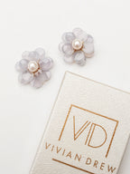 Soft Blue Pearl Flower Stud