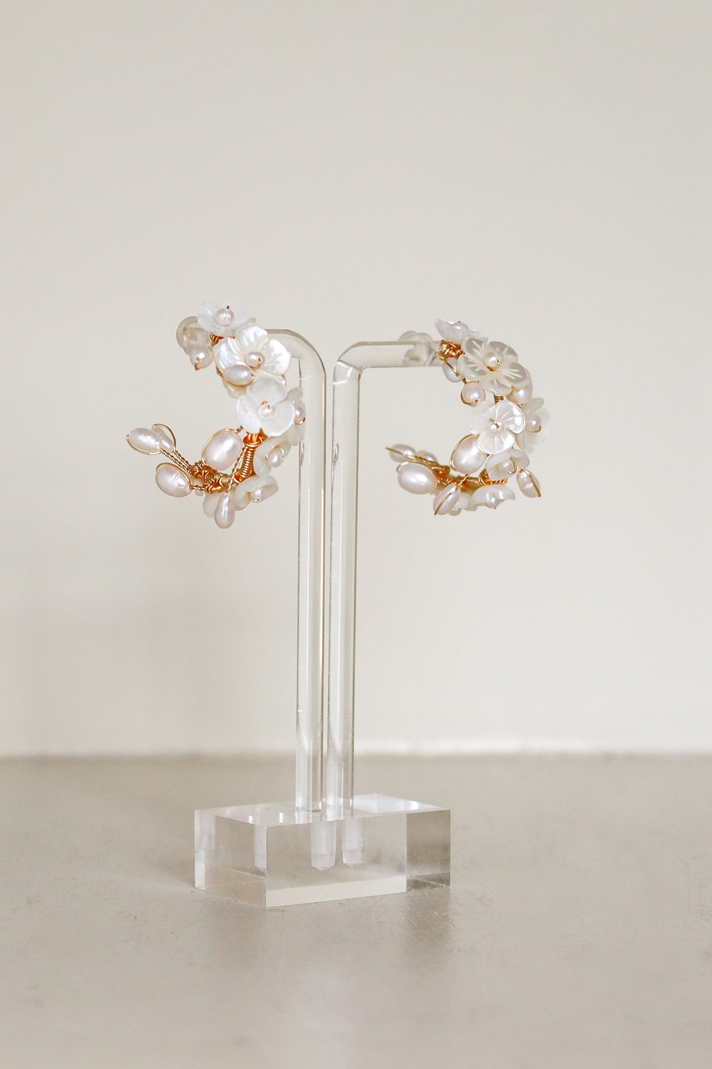 Ivory Floral Bloom Hoops