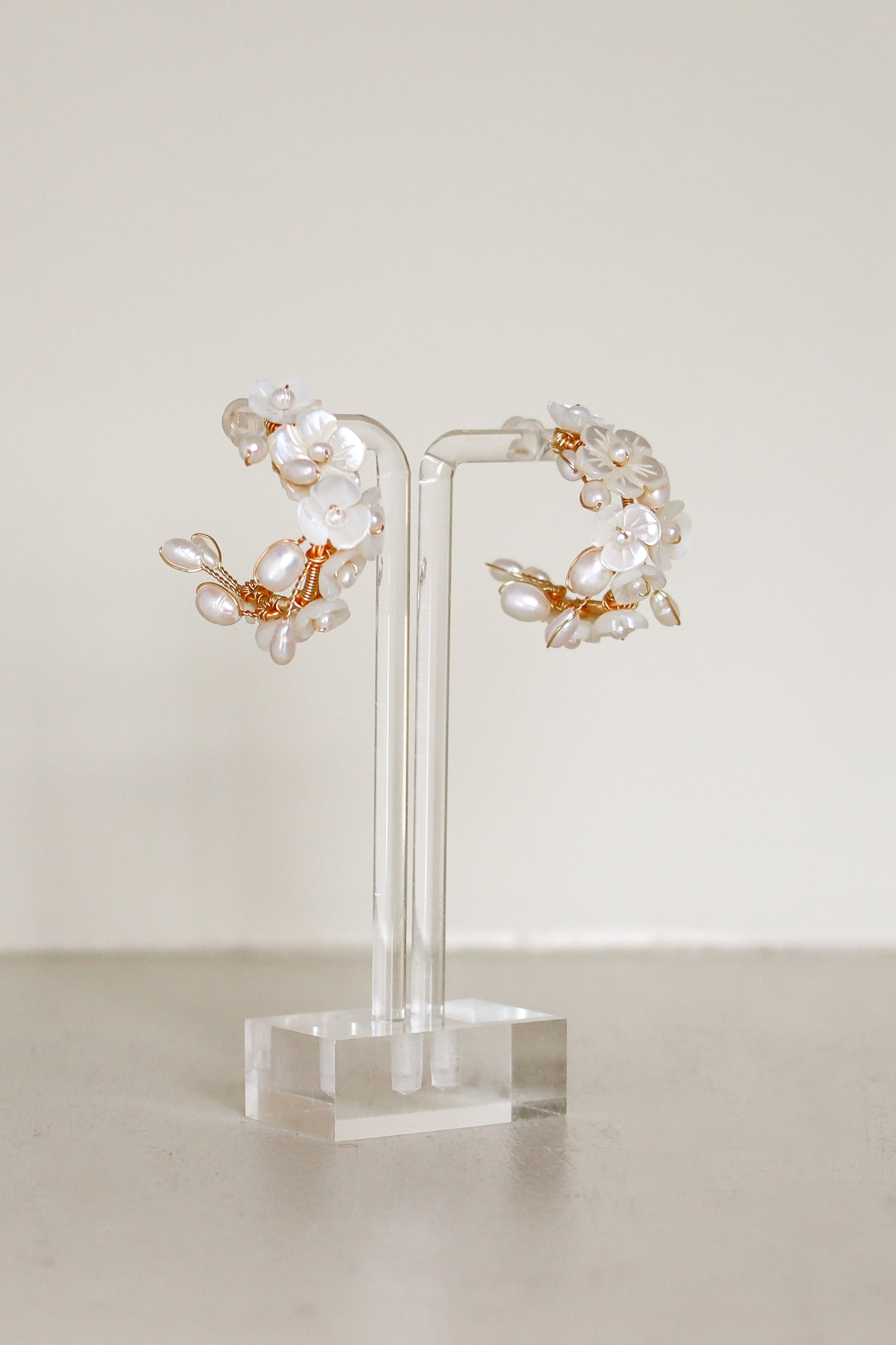 Ivory Floral Bloom Hoops