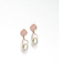 Rhombus Rose Quartz + Baroque drop