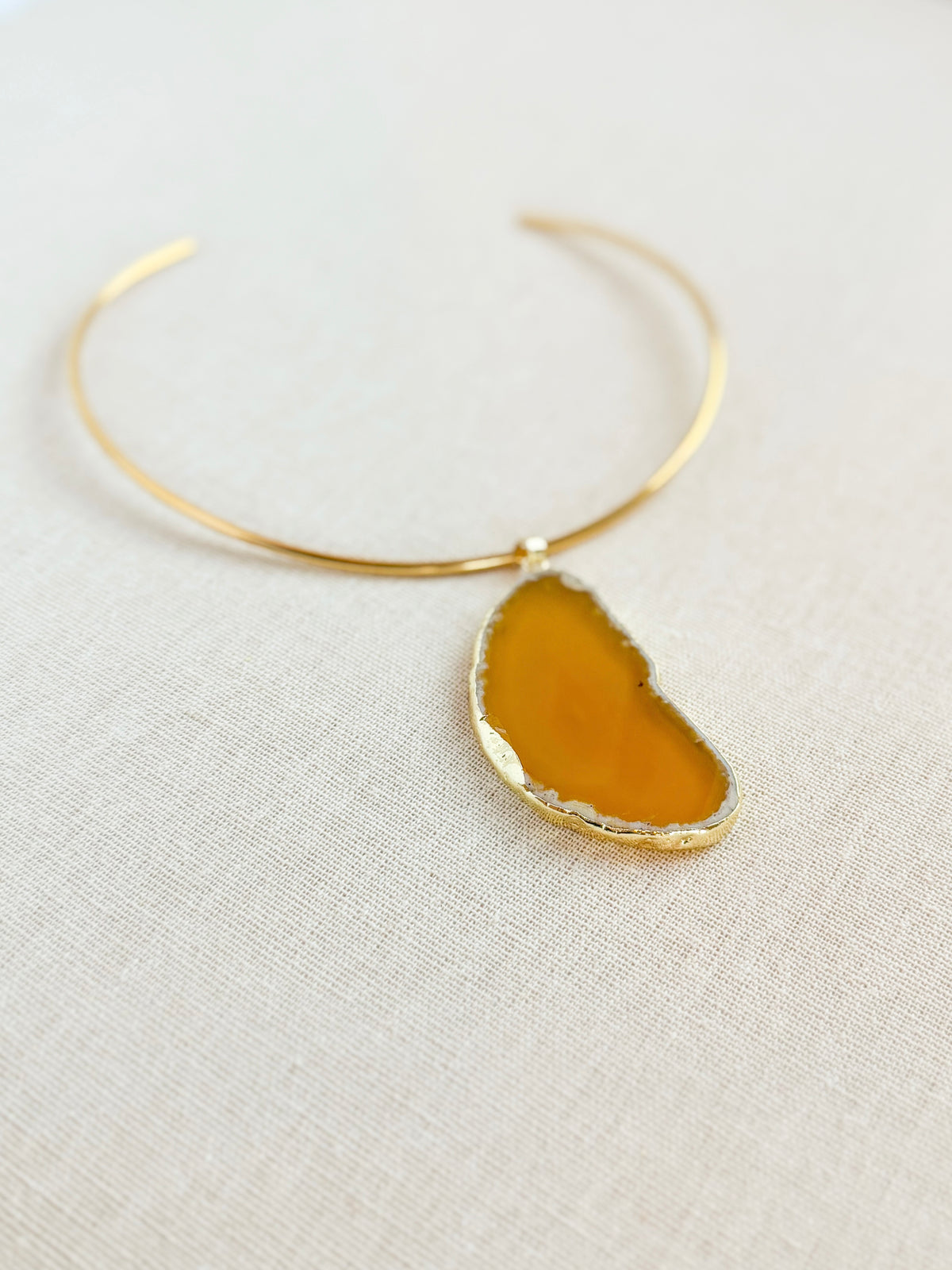 Mustard Agate Collar Necklace