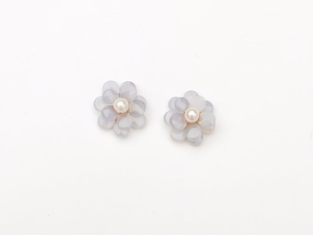 Soft Blue Pearl Flower Stud