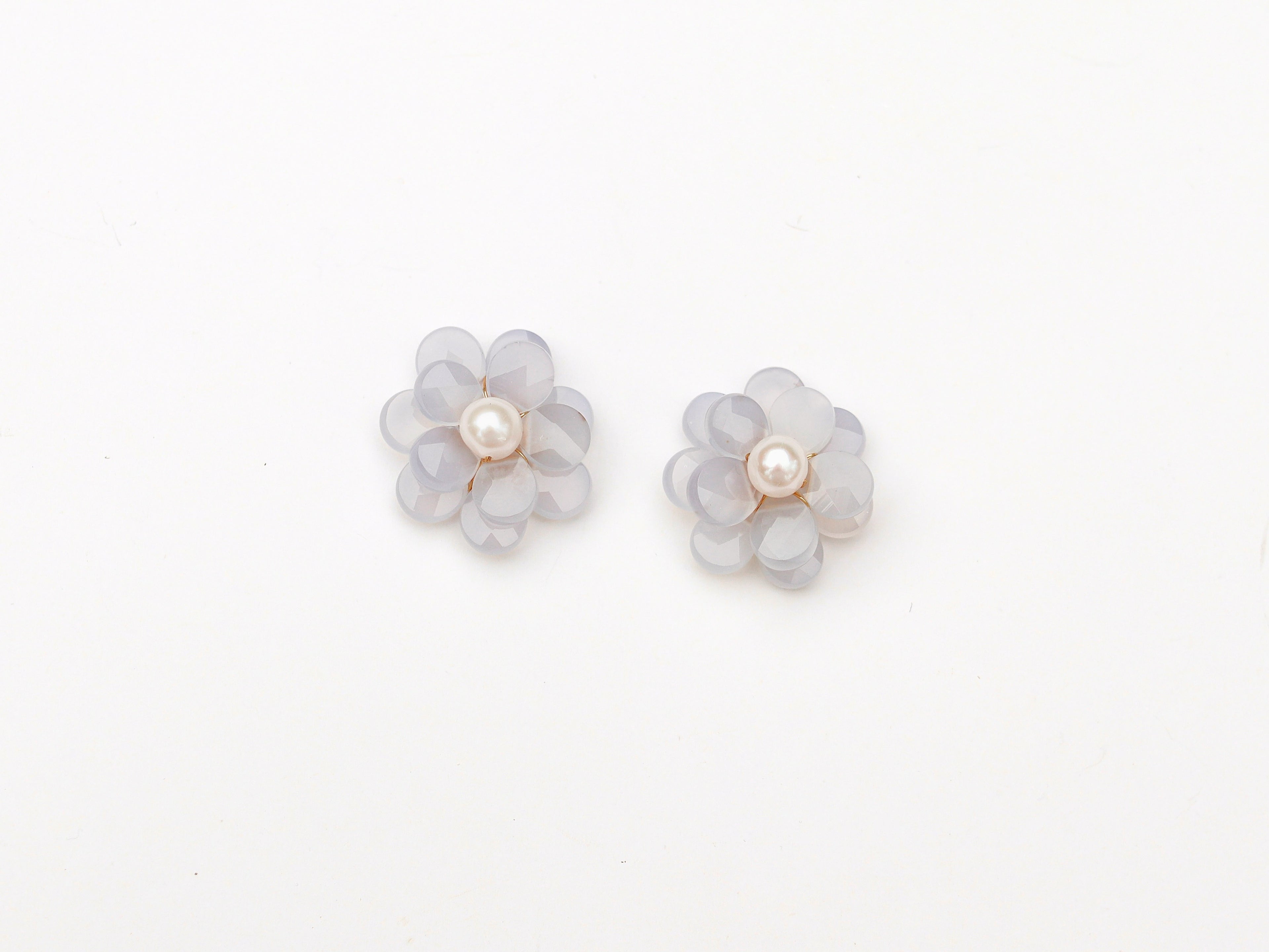 Soft Blue Pearl Flower Stud