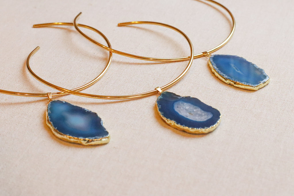 Blue Agate Collar Necklace