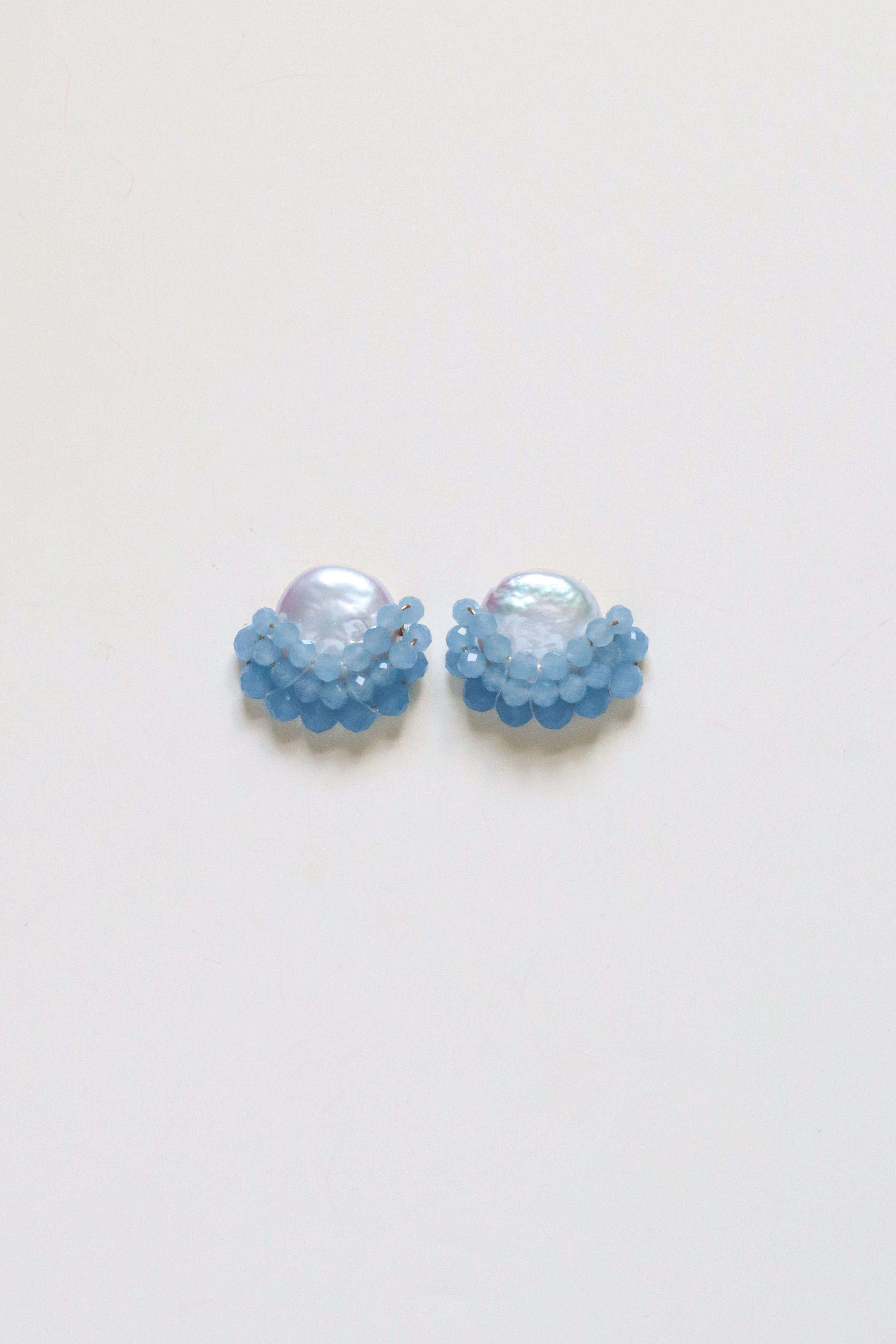 Baby Blue Cluster Drop Pearl Studs