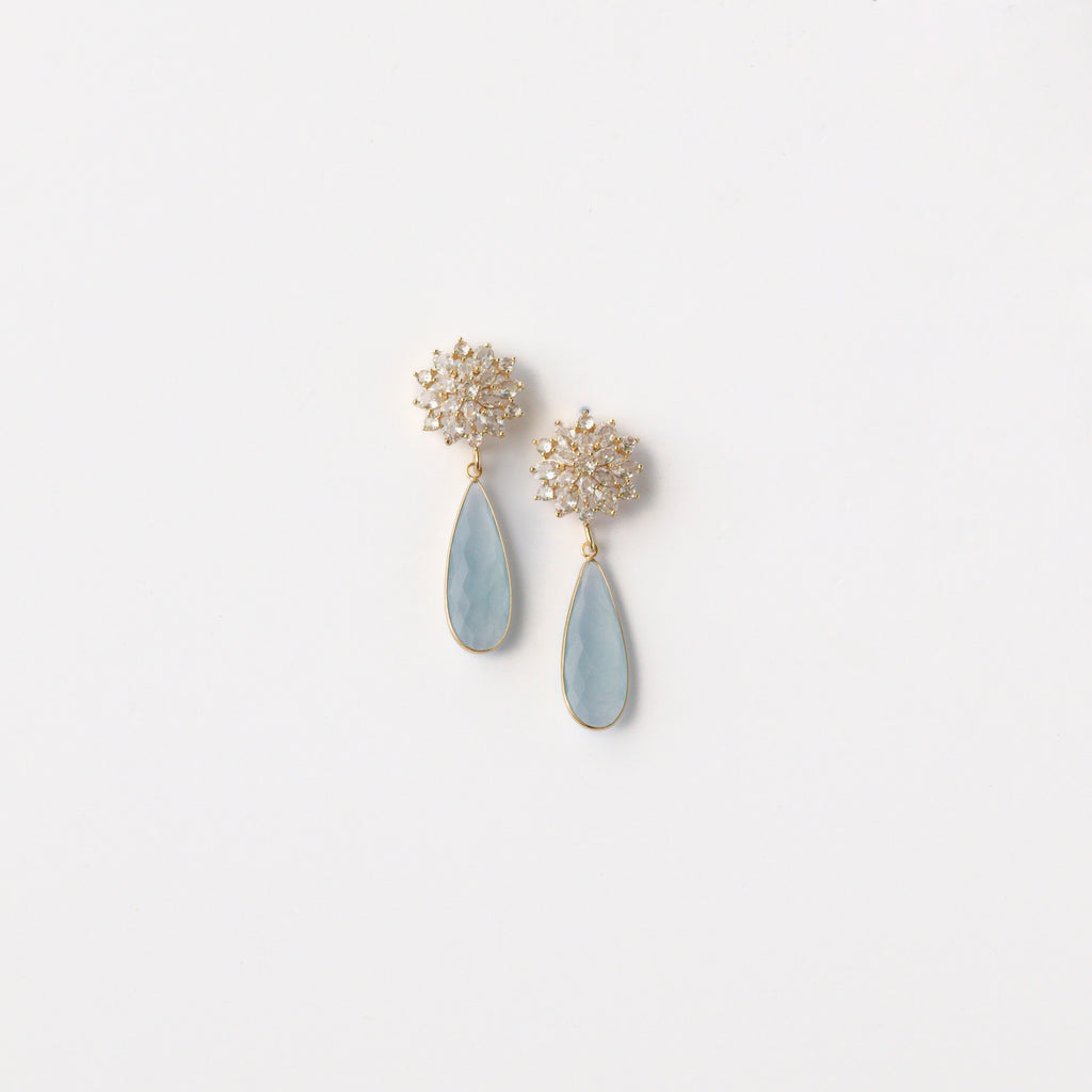 Embellished Flower + Ice Blue Drops