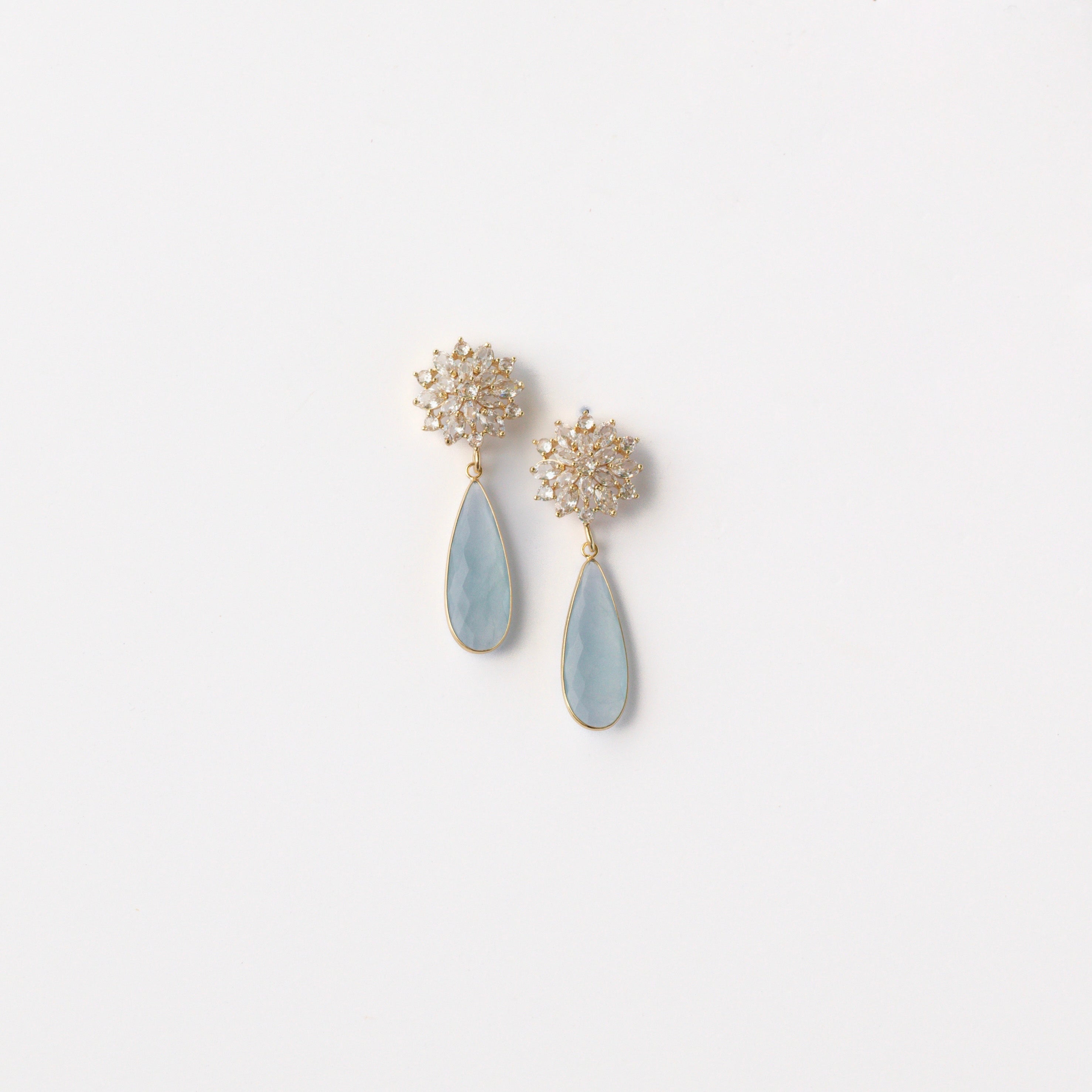 Embellished Flower + Ice Blue Drops