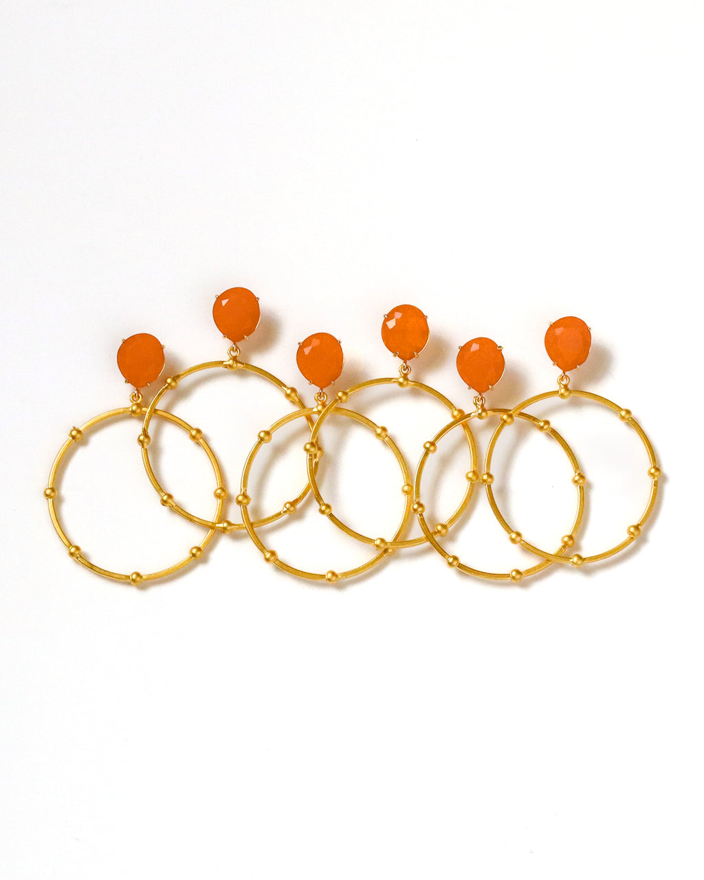 Tangerine + Gold  Studded Hoop