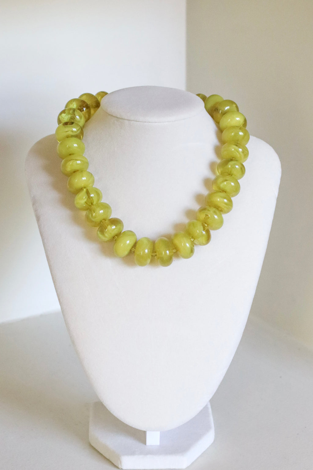Chartreuse Turquoise Acrylic Nugget Necklace