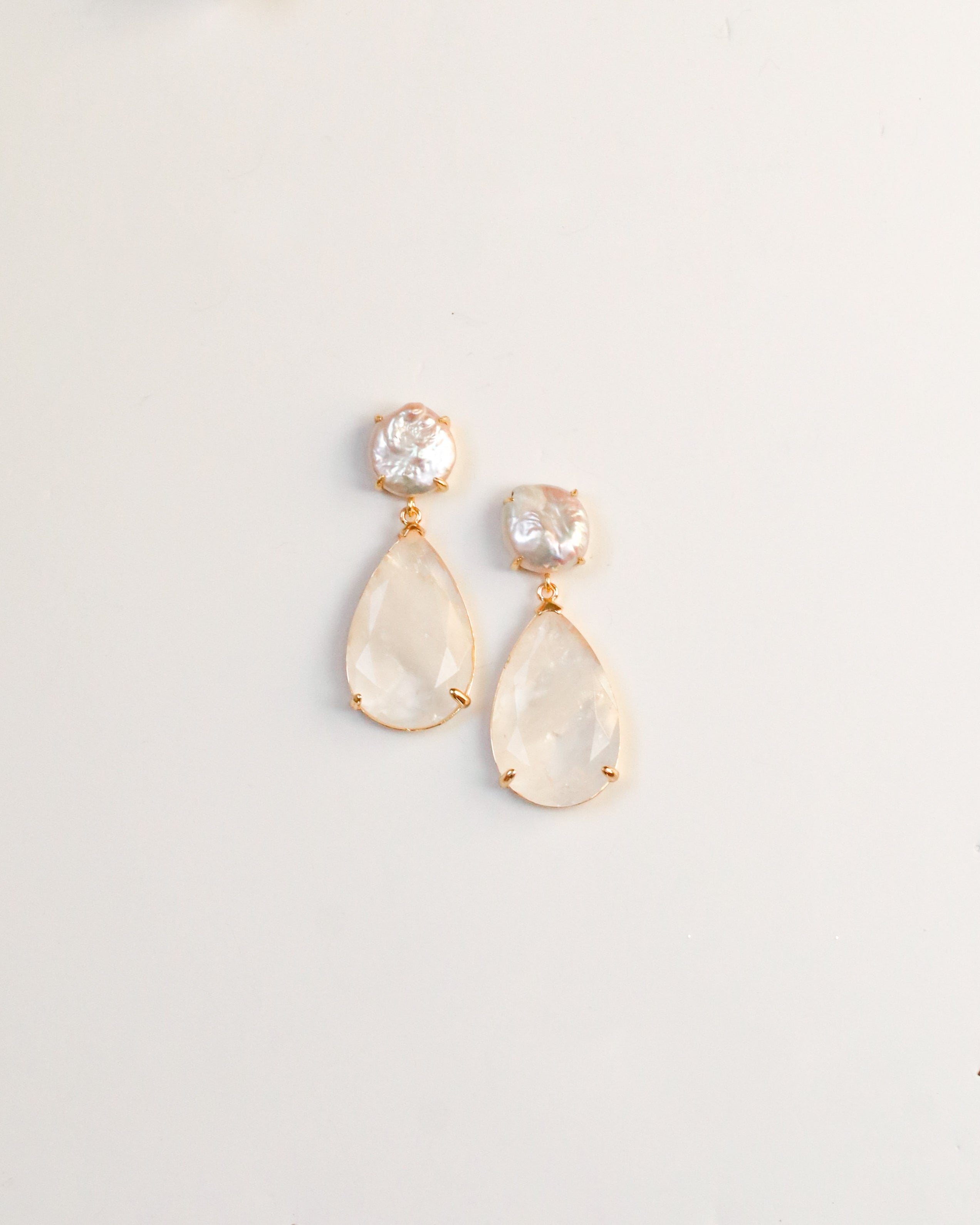 Pearl + White Quartz Drop