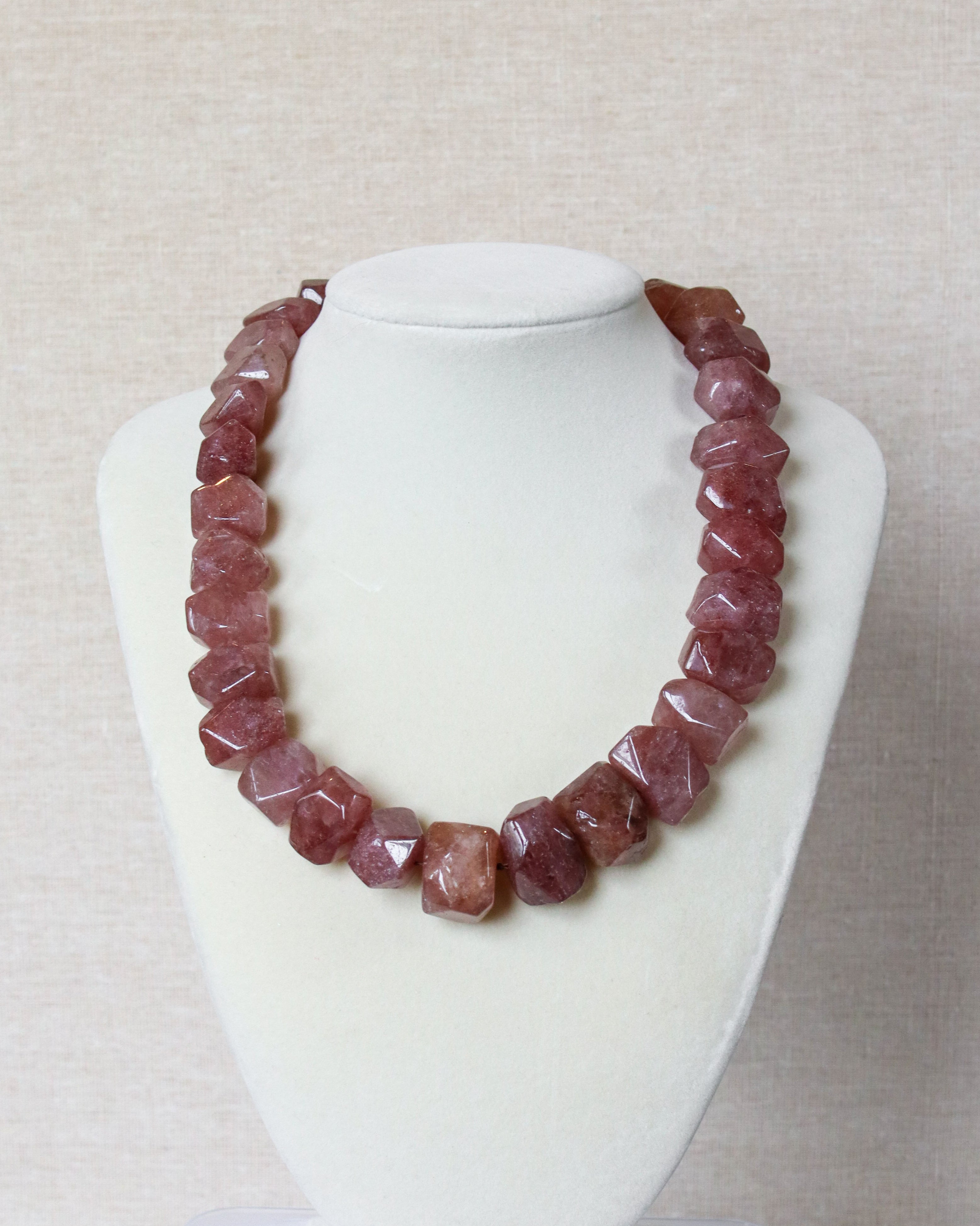 Strawberry Quartz Statement Stone Necklace