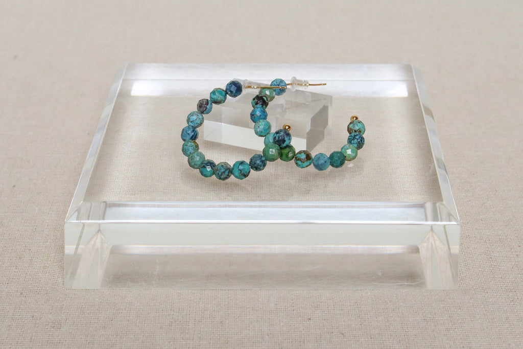 Green Turquoise Gemstone Hoops
