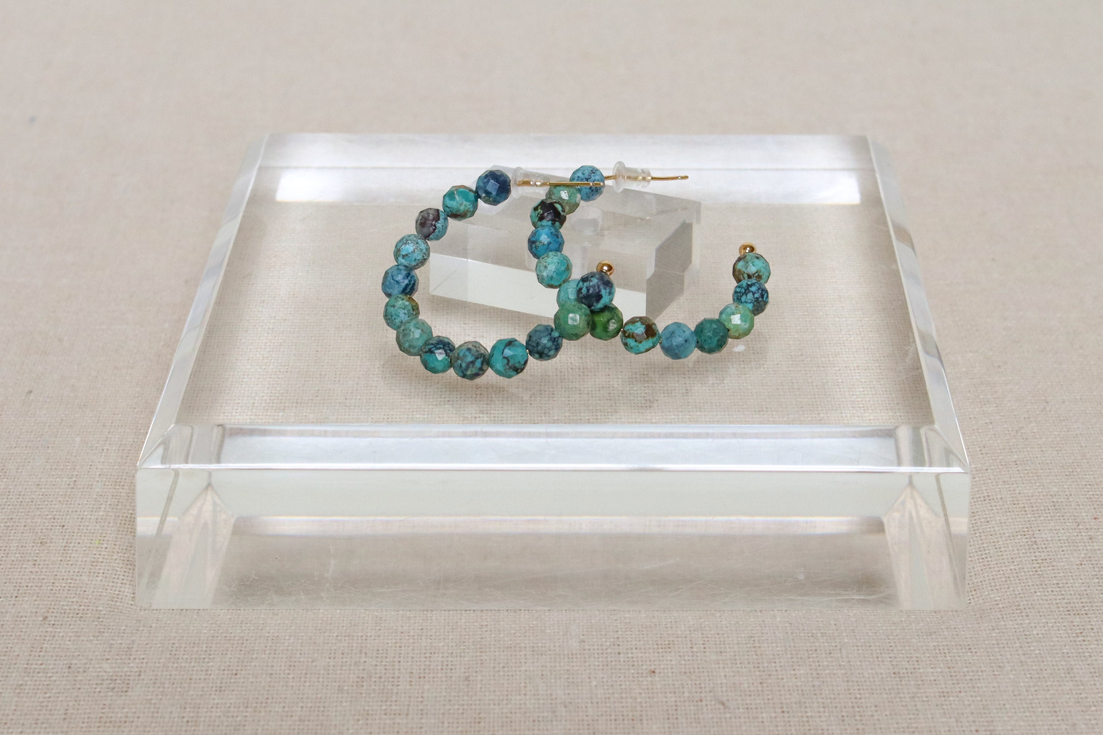 Green Turquoise Gemstone Hoops