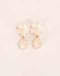 Small Pearl Flower + White Quartz Drop