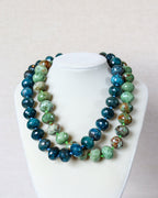 Round Stone Chrysoprase Statement Necklace