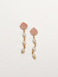 Rhombus Rose Quartz + 3 Pearl Drop