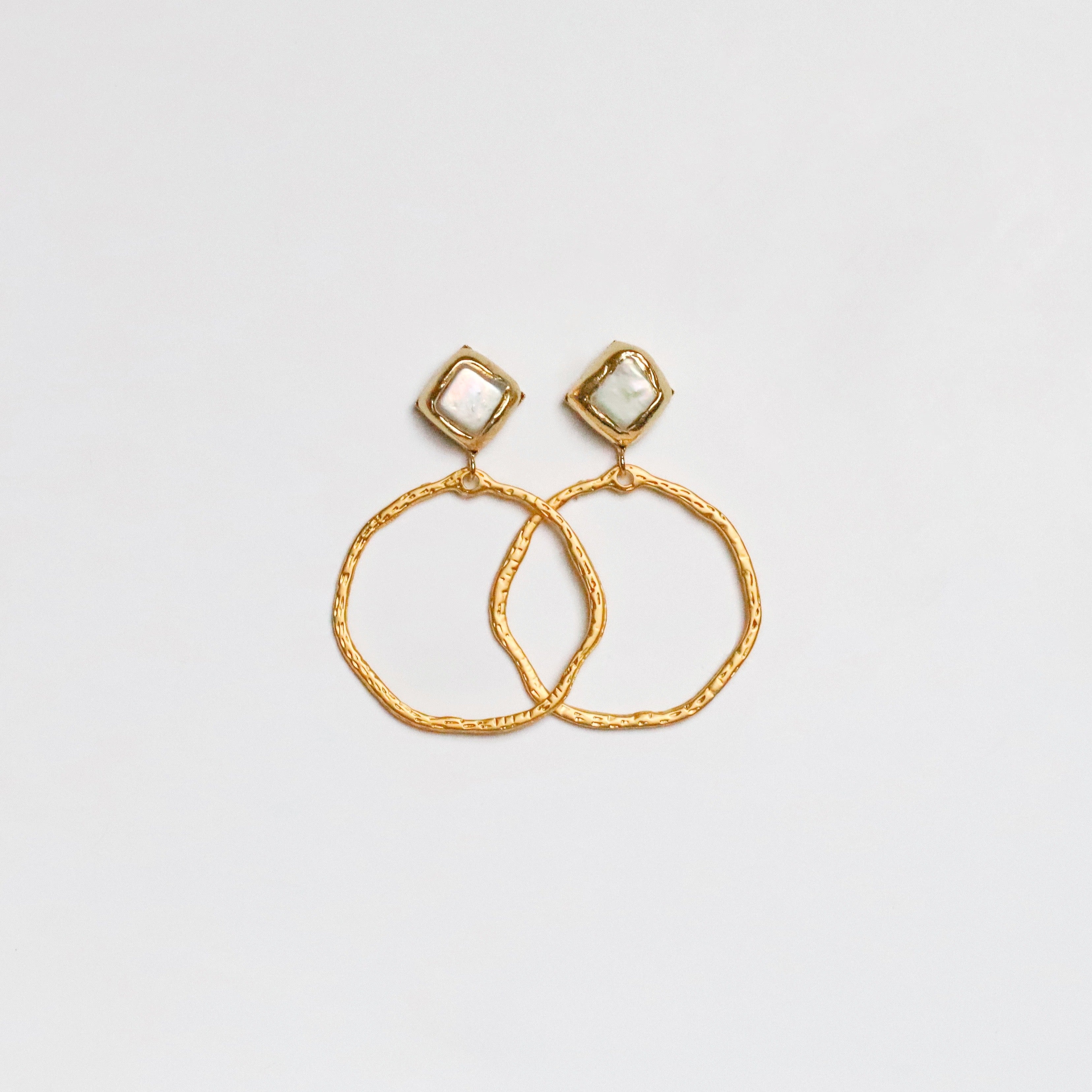 Freshwater Pearls + Gold Hoop