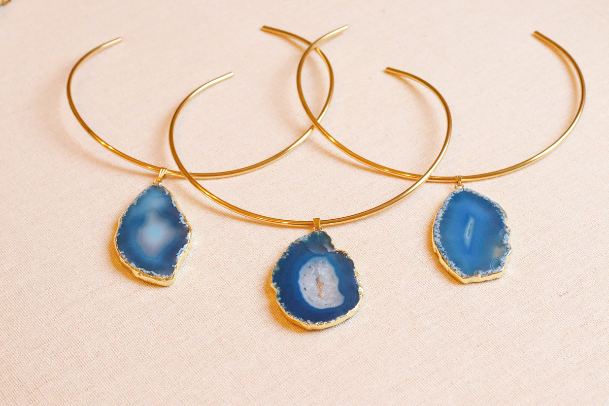 Blue Agate Collar Necklace