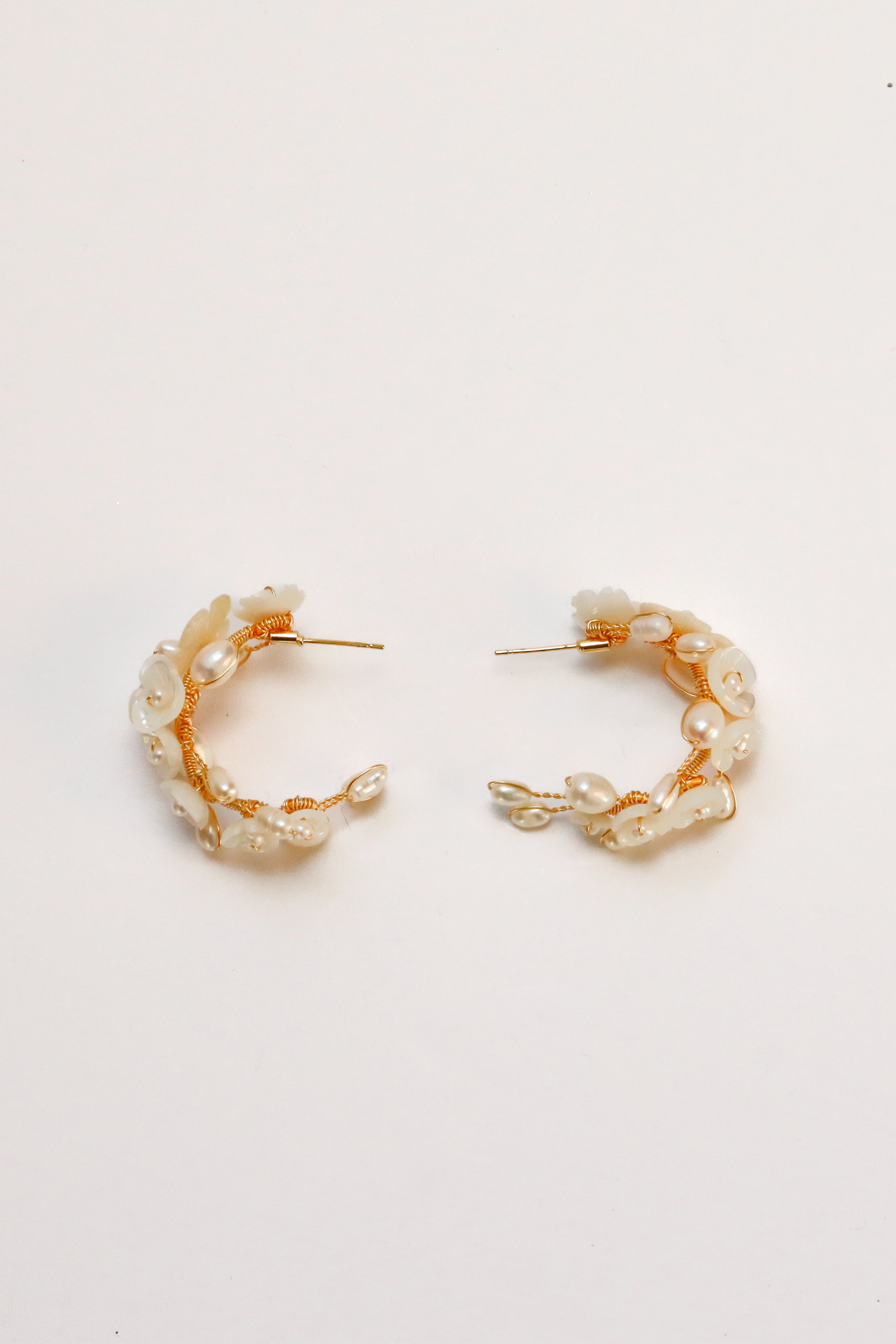Ivory Floral Bloom Hoops