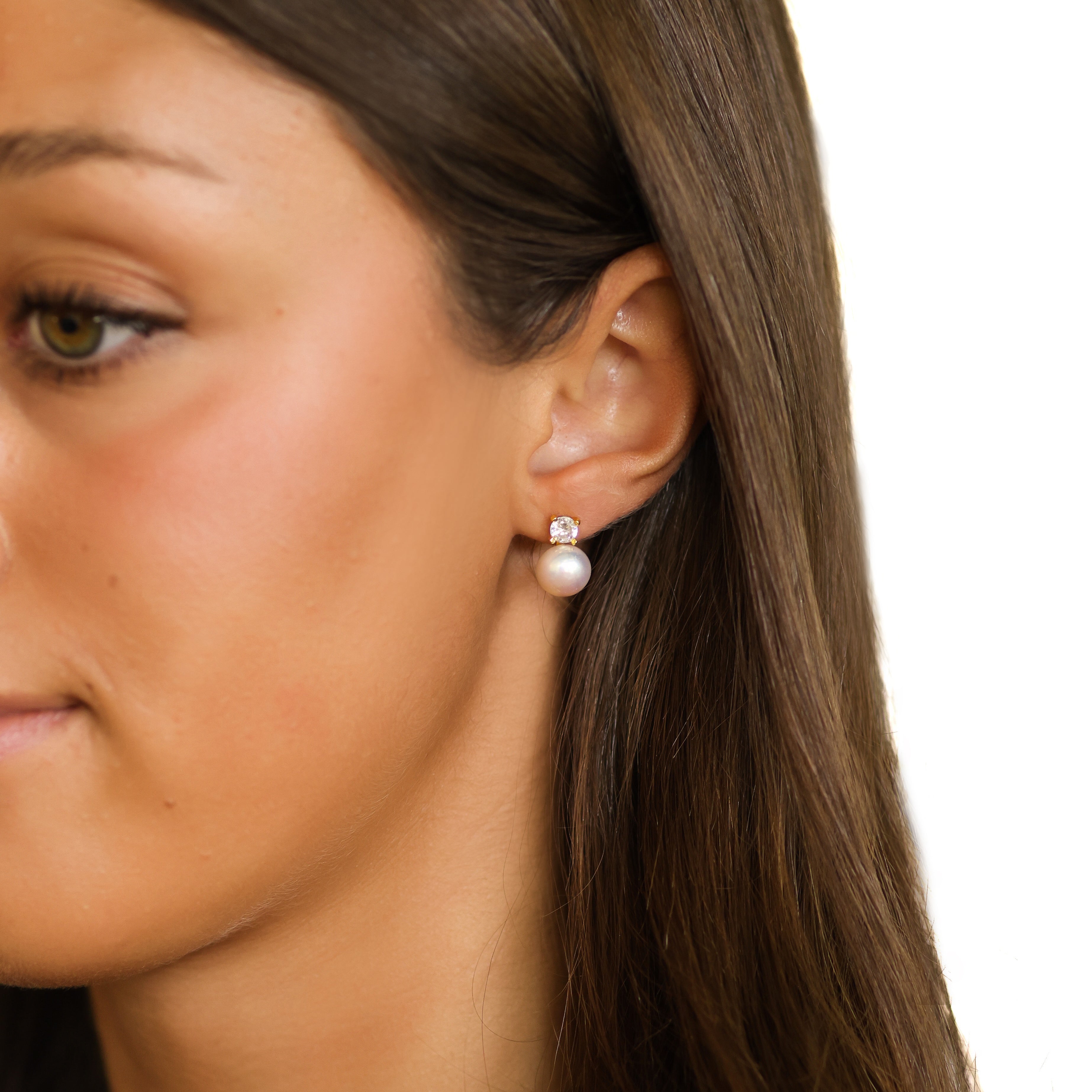 Small Diamond Pearl Studs
