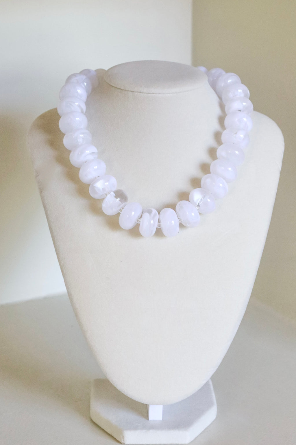 White Acrylic Nugget Necklace