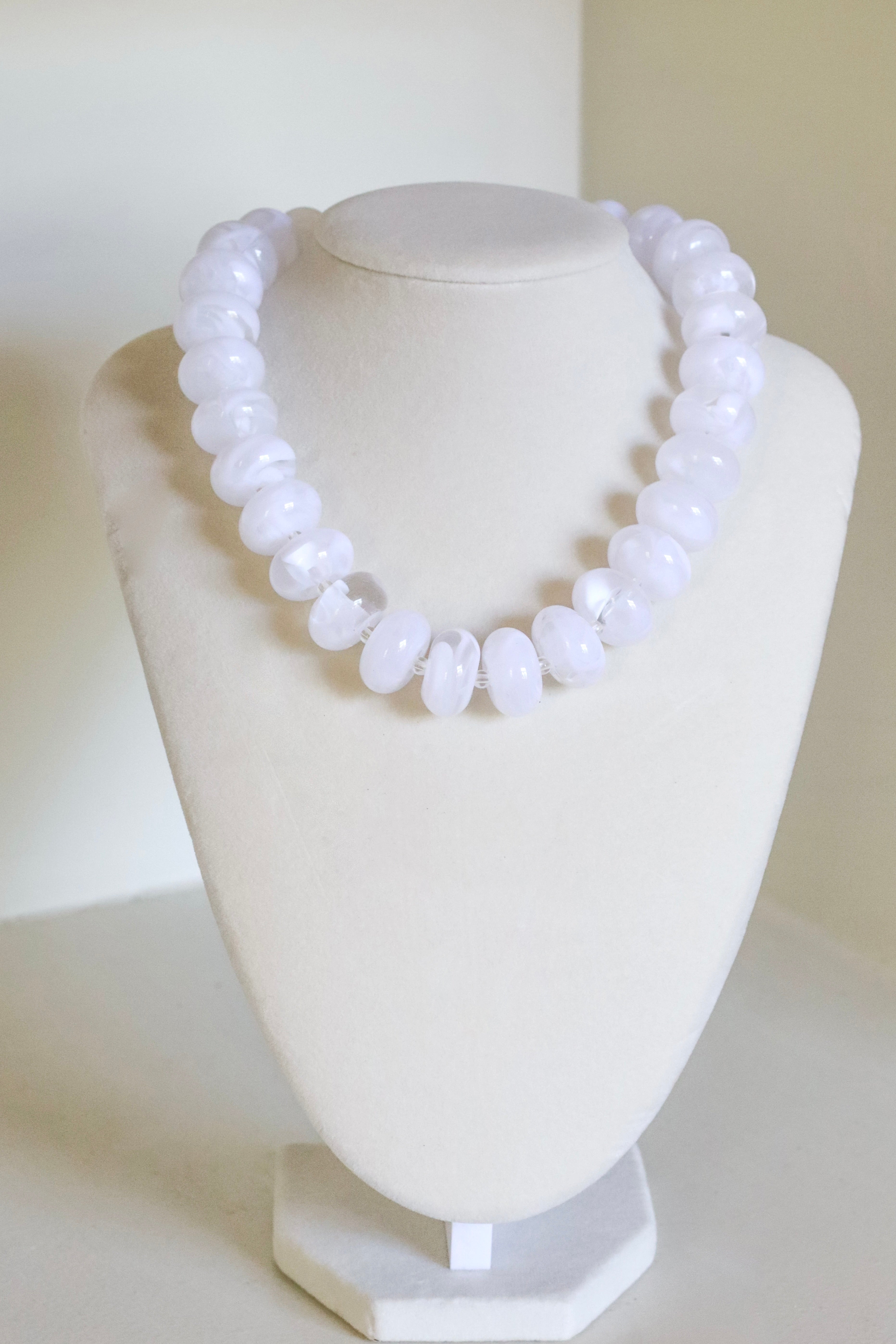 White Acrylic Nugget Necklace