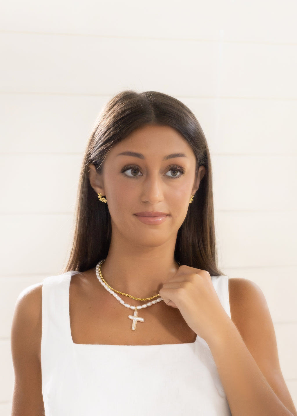 Cross Pearl Necklace